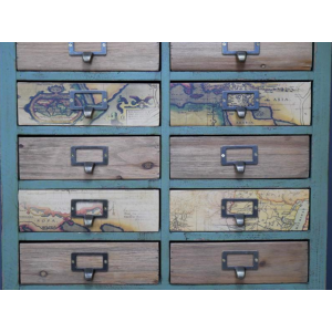 Tall Industrial Cabinet Vintage Retro Apothecary Unit Rustic Wooden Chest Drawer - Image 2