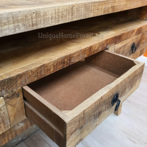 Rustic Console Table Solid Wood Storage Sideboard - Image 5
