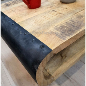 Industrial Coffee Table Vintage Retro Large Storage Rustic Solid Wood Metal Shelf Unit - Image 3