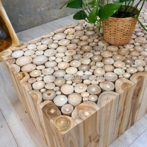 Rustic Coffee Table Solid Teak Wood Large Vintage Farmhouse Rectangular Furniture - Image 3
