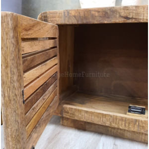 Solid Wood TV Stand Rustic Storage Media Cabinet Large Farmhouse Wooden Door Unit - Image 4