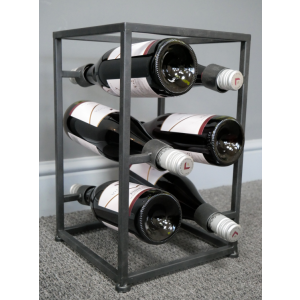 Small Wine Rack Industrial Bottle Holder Vintage Retro Metal Mini Cabinet - Image 3