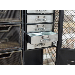 Industrial Storage Sideboard Vintage Cupboard Rustic Metal Chest Drawers Side Cabinet - Image 4