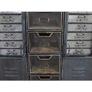 Industrial Storage Sideboard Vintage Cupboard Rustic Metal Chest Drawers Side Cabinet - Image 7