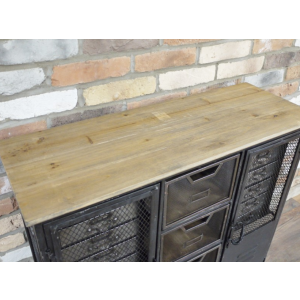 Industrial Storage Sideboard Vintage Cupboard Rustic Metal Chest Drawers Side Cabinet - Image 8