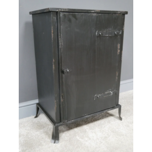 Industrial Side Cabinet Rustic Metal Bedside Table Unit - Image 2