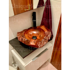 Rustic Sink Basin Vintage Industrial Vanity Unit Single Solid Teak Wood Bathroom - Image 3
