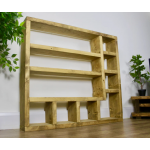 Rustic Wooden Bookcase Solid Pine Wood Display Cube Cabinet