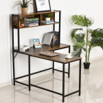 Large Computer Desk Vintage Industrial Workstation Rustic Metal Storage Table