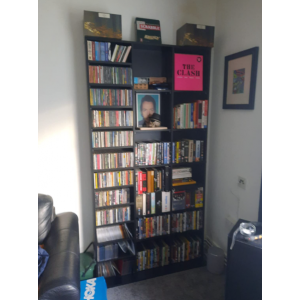 Large Media Storage CD DVD Cabinet Black Furniture Modern Room Tall Display Unit - Image 2