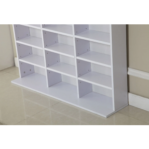Large CD Cabinet Tall DVD Rack White Chunky Storage Display Wood Shelf Unit - Image 4