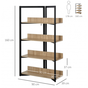 Retro Corner Bookcase Vintage Industrial Display Cabinet Shelving Unit Furniture - Image 4
