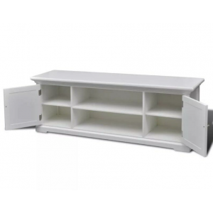 Shabby Chic TV Stand White Vintage Furniture 2 Door Cabinet Sideboard Shelf Unit - Image 3