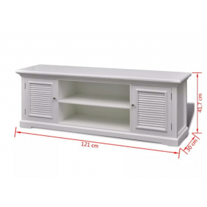 Shabby Chic TV Stand White Vintage Furniture 2 Door Cabinet Sideboard Shelf Unit - Image 4