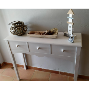 Shabby Chic Console Table Vintage Storage Furniture 3 Drawers French Hallway - Image 2