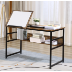 Industrial Writing Table Vintage Rustic Furniture Metal Drafting Computer Desk