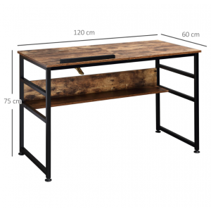 Industrial Writing Table Vintage Rustic Furniture Metal Drafting Computer Desk - Image 4