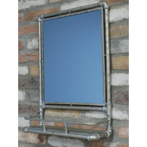 Industrial Wall Mirror Vintage Retro Shelf Rustic Metal Bathroom - Image 2