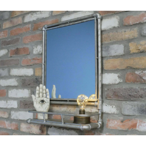 Industrial Wall Mirror Vintage Retro Shelf Rustic Metal Bathroom - Image 4