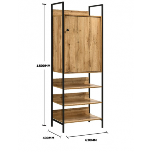 Industrial Wardrobe Large Walk In Furniture Rustic Metal Oak Cupboard - Image 5