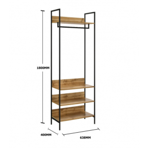Industrial Wardrobe Large Walk In Furniture Rustic Metal Oak Shelving Unit - Image 4