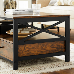 Industrial Coffee Table Vintage Style Storage Drawer Rustic Metal Furniture Large Unit - Image 4