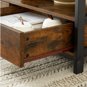 Industrial Coffee Table Vintage Style Storage Drawer Rustic Metal Furniture Large Unit - Image 5
