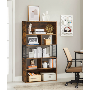 Tall Industrial Bookcase Vintage Style Display Cabinet Rustic Unit - Image 2