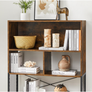 Tall Industrial Bookcase Vintage Style Display Cabinet Rustic Unit - Image 3