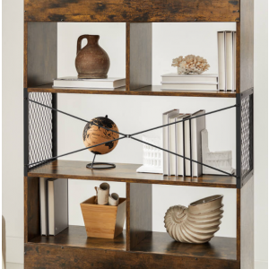 Tall Industrial Bookcase Vintage Style Display Cabinet Rustic Unit - Image 4