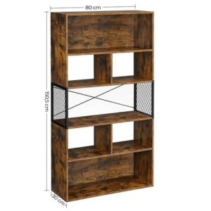 Tall Industrial Bookcase Vintage Style Display Cabinet Rustic Unit - Image 6