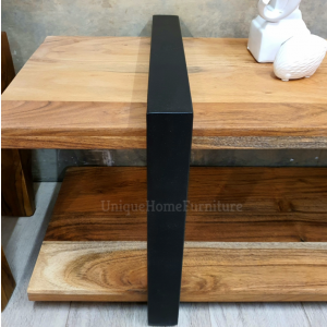 Rustic TV Stand Vintage Industrial Style Solid Wood Media Cabinet Shelf Metal Unit - Image 4