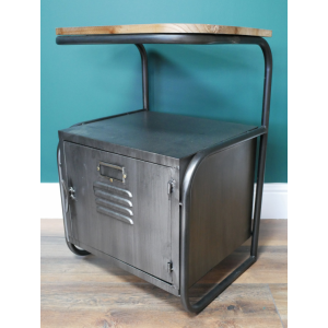 Industrial Bedside Cabinet Vintage Rustic Metal Side Table Unit - Image 2