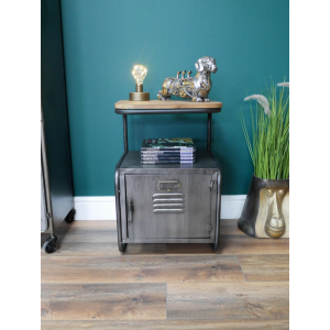 Industrial Bedside Cabinet Vintage Rustic Metal Side Table Unit - Image 3