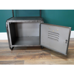 Industrial Bedside Cabinet Vintage Rustic Metal Side Table Unit - Image 5