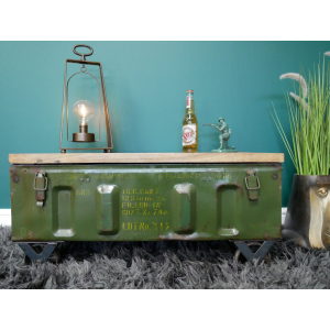 Industrial Coffee Table Rustic Metal Unit Wooden Tabletop Vintage Retro Wheels - Image 2