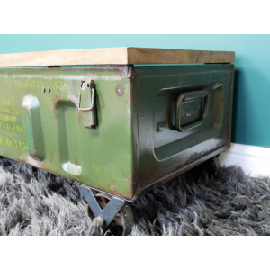 Industrial Coffee Table Rustic Metal Unit Wooden Tabletop Vintage Retro Wheels - Image 4