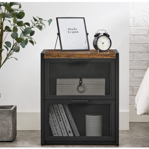 Rustic Bedside Table Vintage Industrial Style Side Cabinet - Image 2