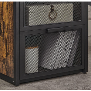 Rustic Bedside Table Vintage Industrial Style Side Cabinet - Image 3