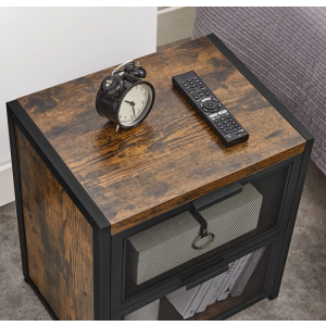 Rustic Bedside Table Vintage Industrial Style Side Cabinet - Image 4
