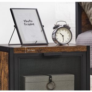 Rustic Bedside Table Vintage Industrial Style Side Cabinet - Image 5