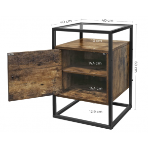 Industrial Bedside Table Rustic Glass Storage Vintage Style Cabinet Unit - Image 4