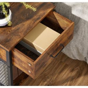 Industrial Bedside Table Rustic Metal Side End Cabinet Stand - Image 3