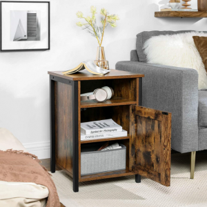 Rustic Bedside Table Industrial Vintage Style Cabinet Unit - Image 2