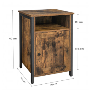 Rustic Bedside Table Industrial Vintage Style Cabinet Unit - Image 3