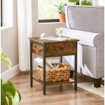 Industrial Side Table Rustic Metal Vintage Retro Bedside Drawer Cabinet Drawer Shelf Unit