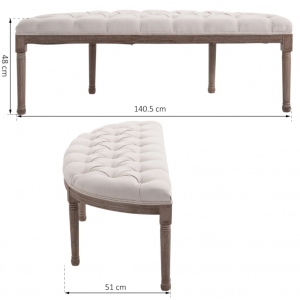French Bedroom Bench Vintage Window Seat Shabby Chic Antique Style Bed Furniture - Image 5