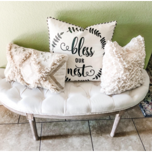 French Bedroom Bench Vintage Window Seat Shabby Chic Antique Style Bed Furniture - Image 9
