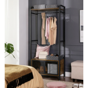 Industrial Clothes Rail Vintage Style Open Wardrobe Cabinet - Image 2