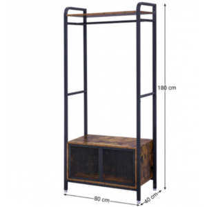 Industrial Clothes Rail Vintage Style Open Wardrobe Cabinet - Image 5
